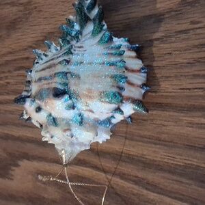 Sparkling Seashell Ornament With Gold String